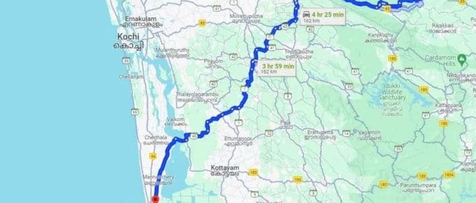 Alleppey to Munnar-Distance, Routes and Timings in Taxi, Bus and Train