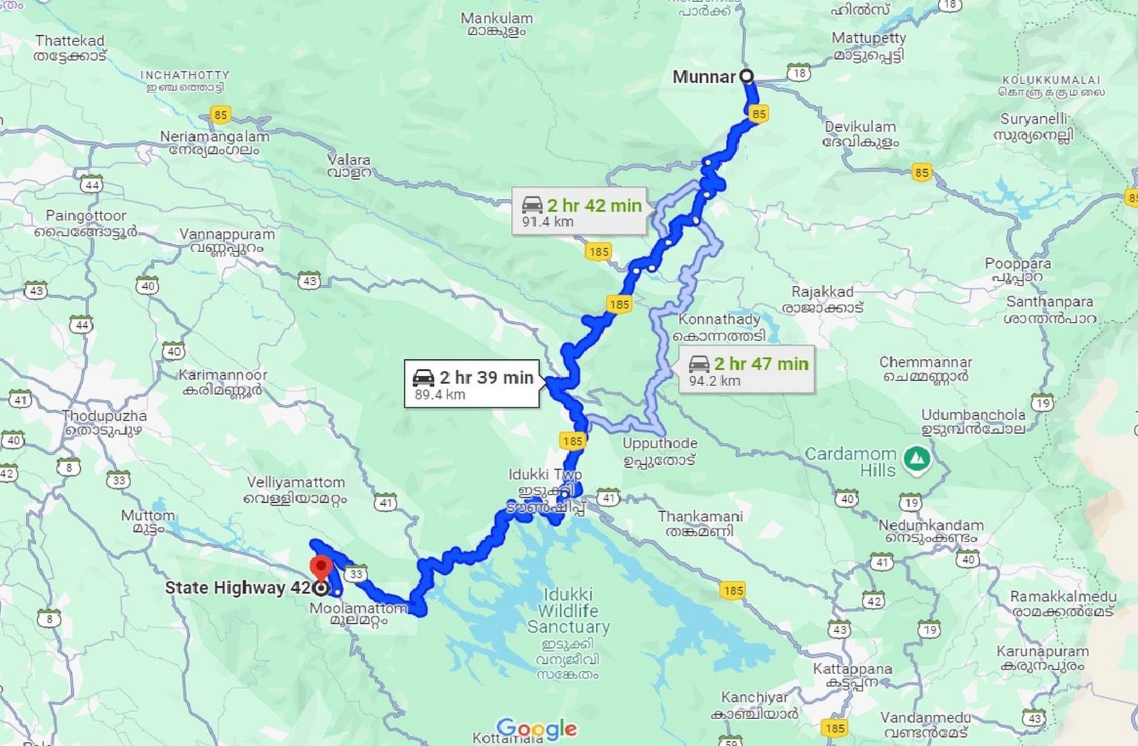 Kumar Map Traveling From Munnar To Kumarakom By Taxi, Bus, Train & Flight ...